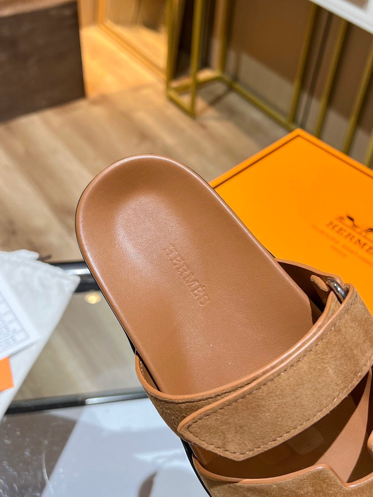 Hermes Oran Sandal Brown