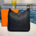 Hermes Evelyne III GM Bag 30cm Taurillon Clemence Handstitched Palladium Hardware Black
