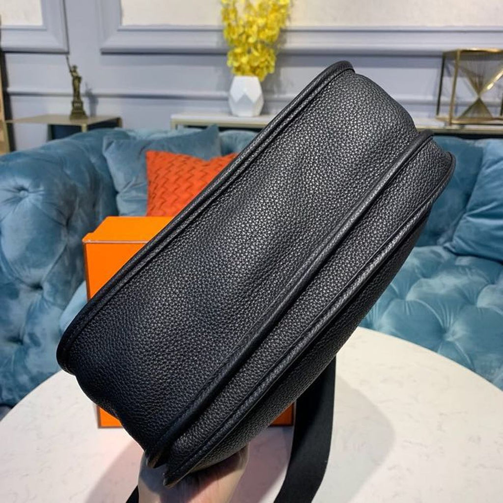 Hermes Evelyne III GM Bag 30cm Taurillon Clemence Handstitched Palladium Hardware Black