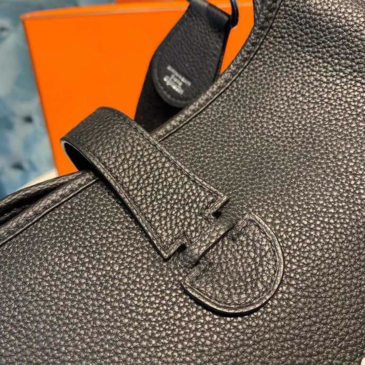 Hermes Evelyne III GM Bag 30cm Taurillon Clemence Handstitched Palladium Hardware Black