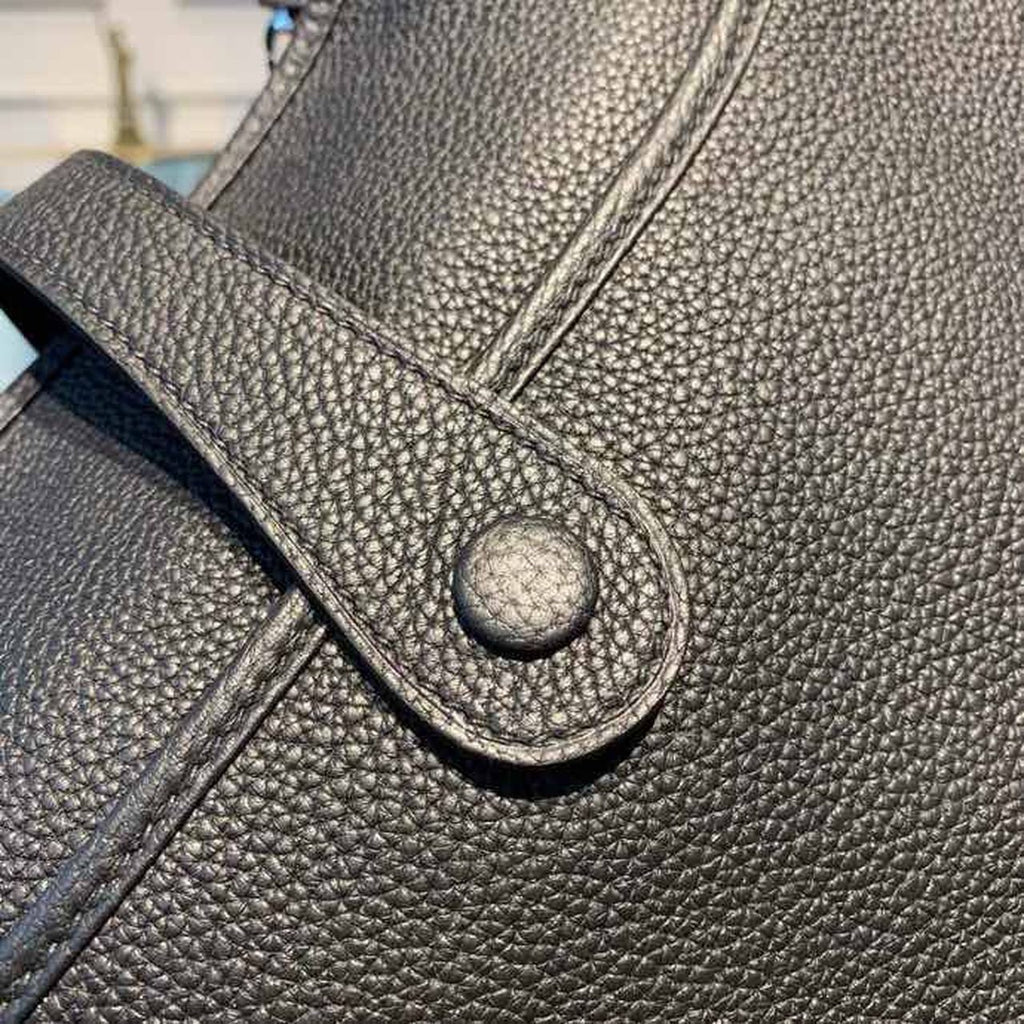 Hermes Evelyne III GM Bag 30cm Taurillon Clemence Handstitched Palladium Hardware Black