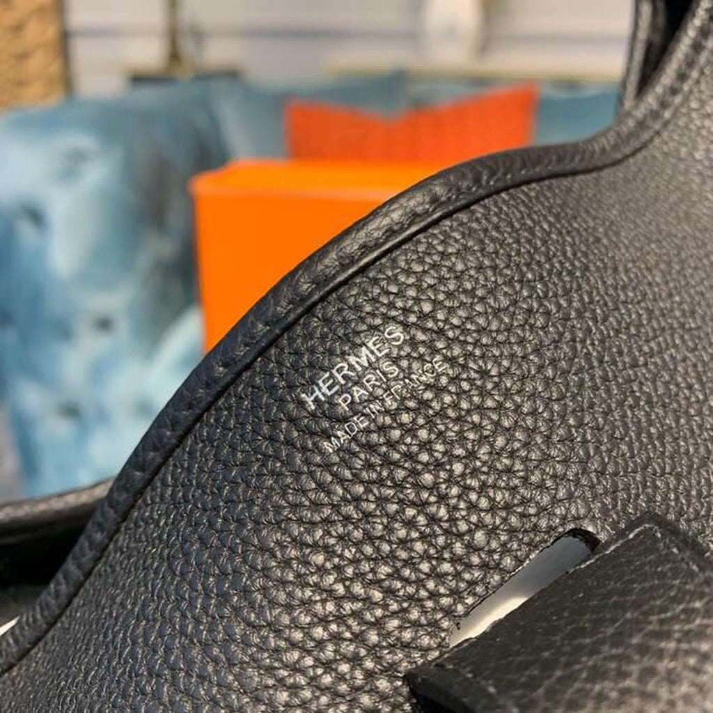 Hermes Evelyne III GM Bag 30cm Taurillon Clemence Handstitched Palladium Hardware Black
