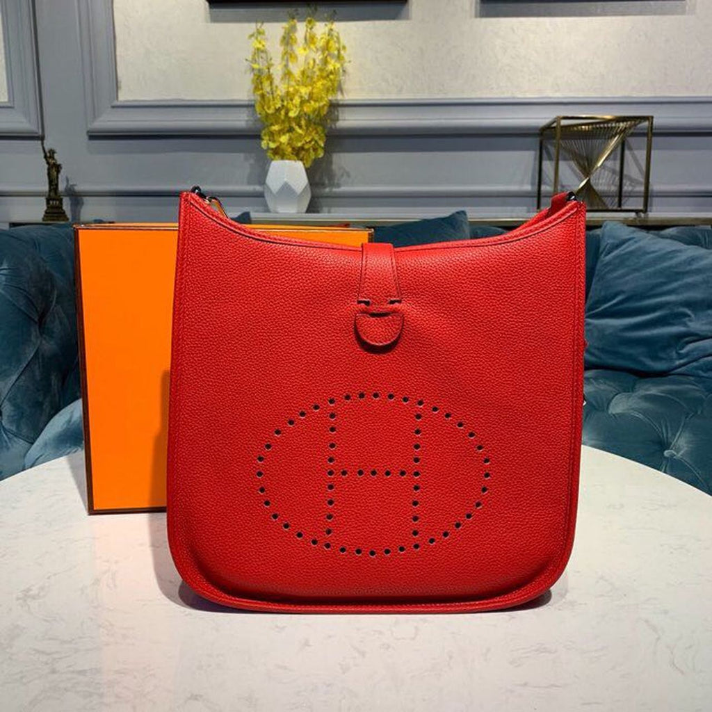 Hermes Evelyne III GM Bag 30cm Taurillon Clemence Red