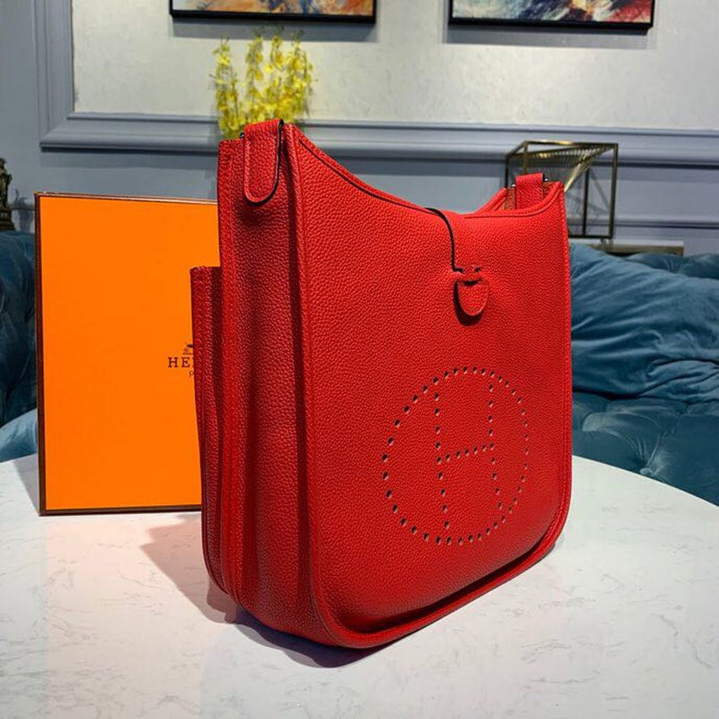 Hermes Evelyne III GM Bag 30cm Taurillon Clemence Red
