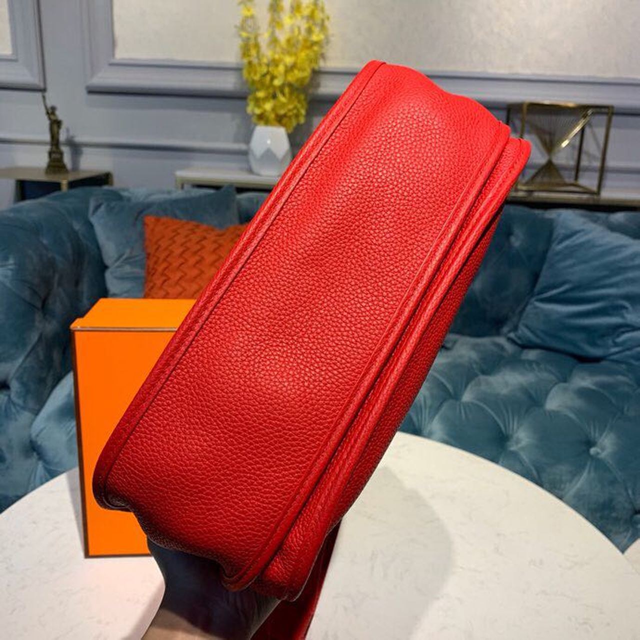 Hermes Evelyne III GM Bag 30cm Taurillon Clemence Red