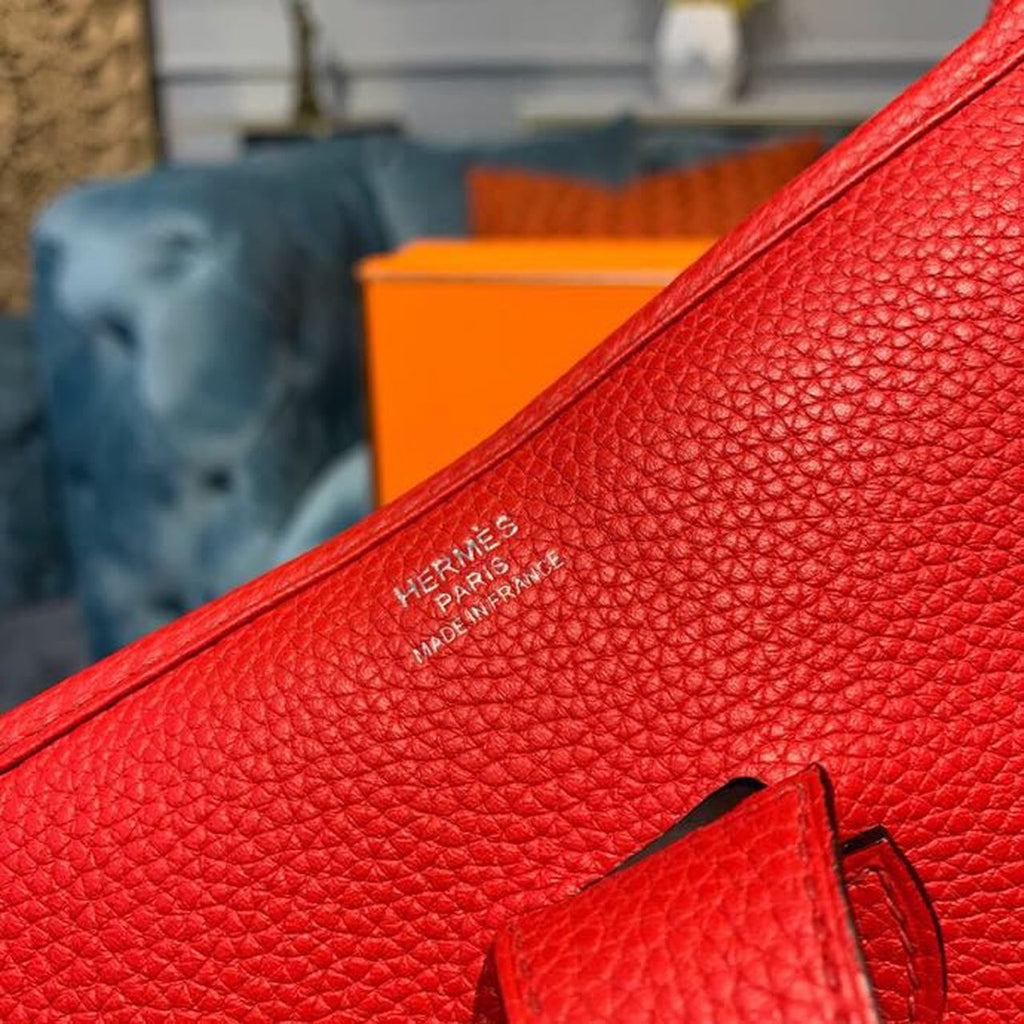 Hermes Evelyne III GM Bag 30cm Taurillon Clemence Red