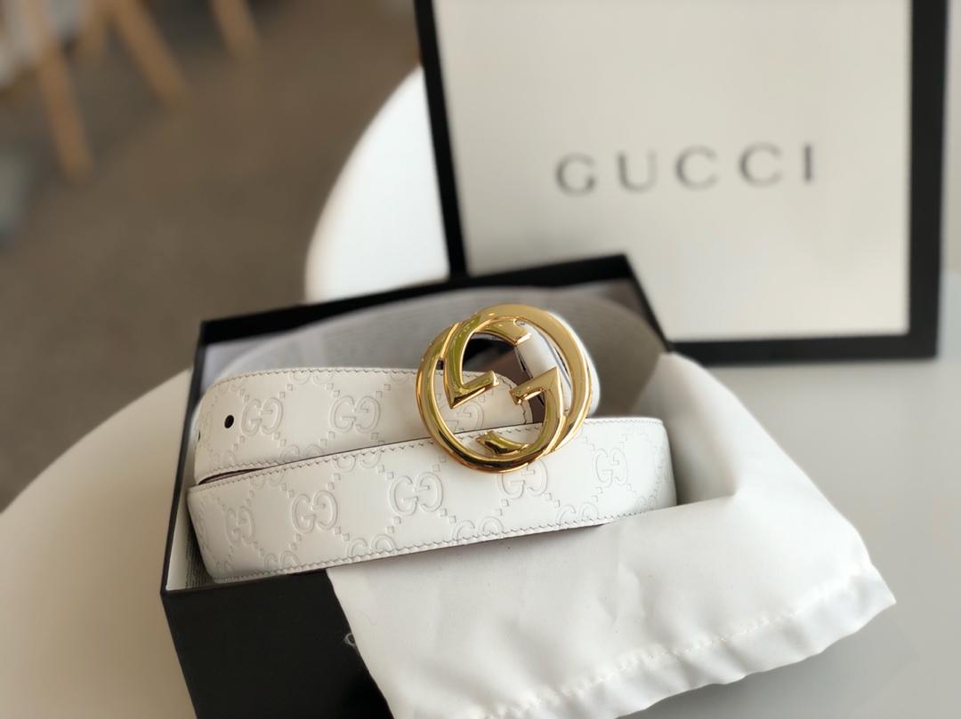 Gucci Belt With Double G Buckle White