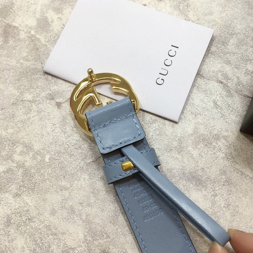 Gucci Belt With Double G Buckle Blue