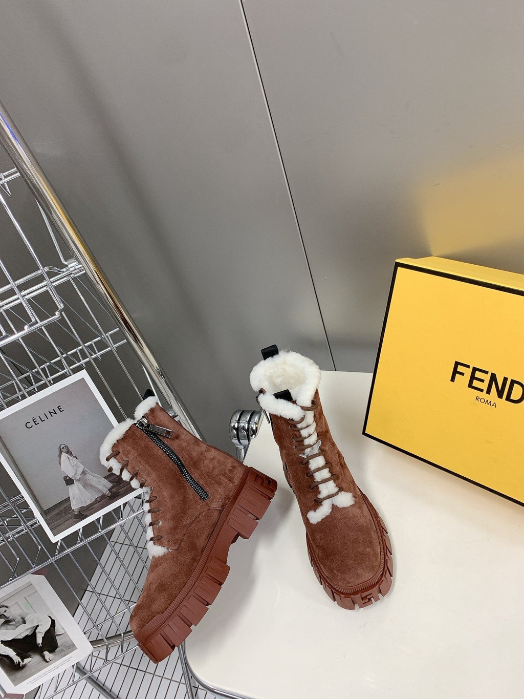 Fendi Signature Boots Brown