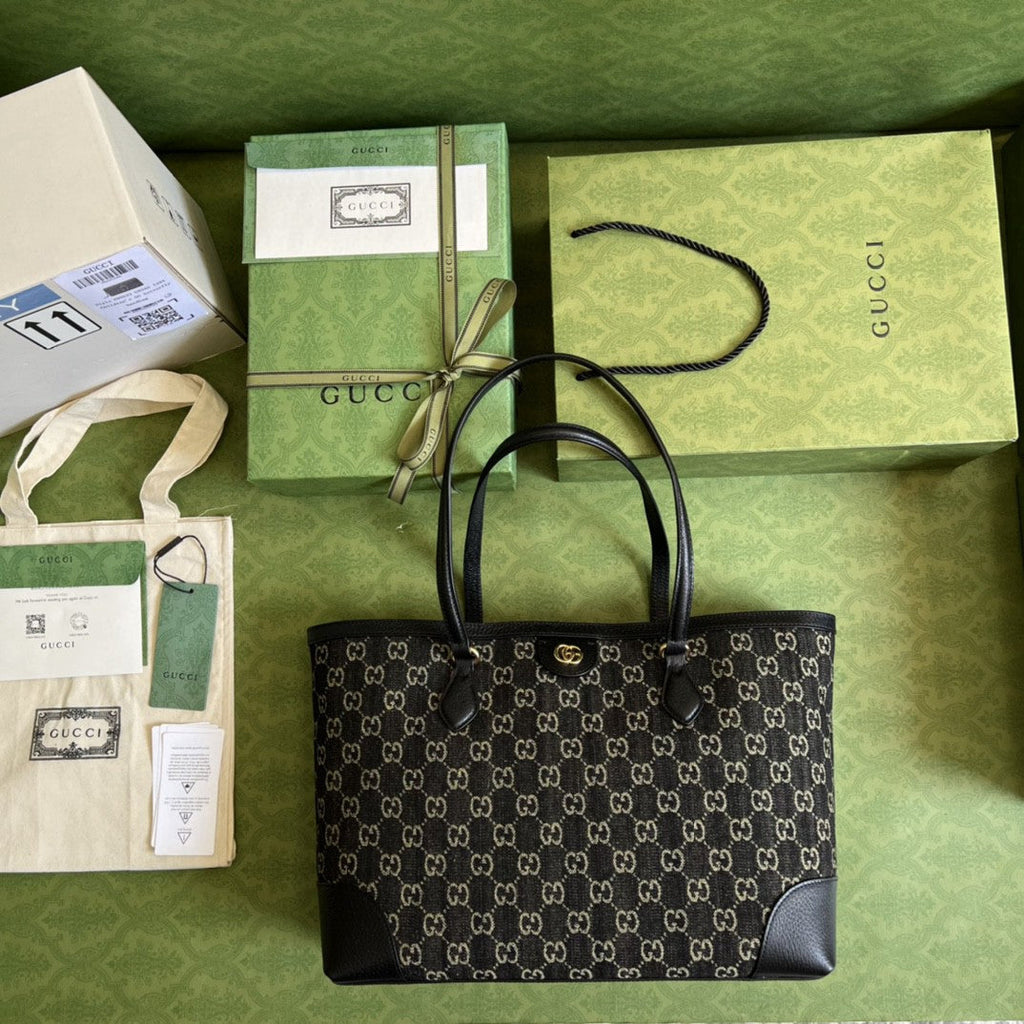 Gucci 631685 Ophidia Jumbo GG Medium Tote Bag 38cm Black