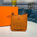Hermes Evelyne III TPM Bag 17cm Taurillon Clemence Handstitched Palladium Hardware Orange