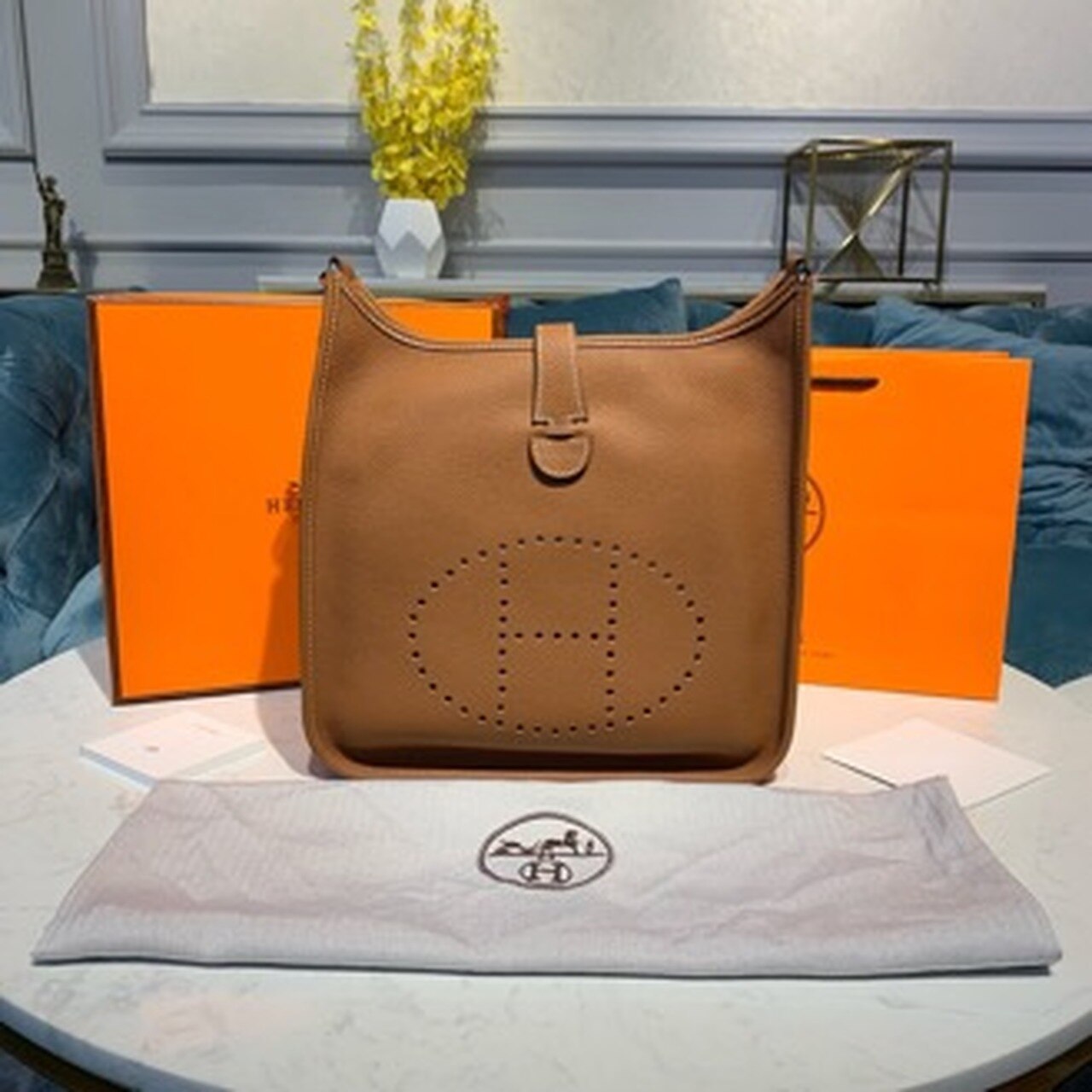 Hermes Evelyne III GM Bag 30cm Taurillon Brown