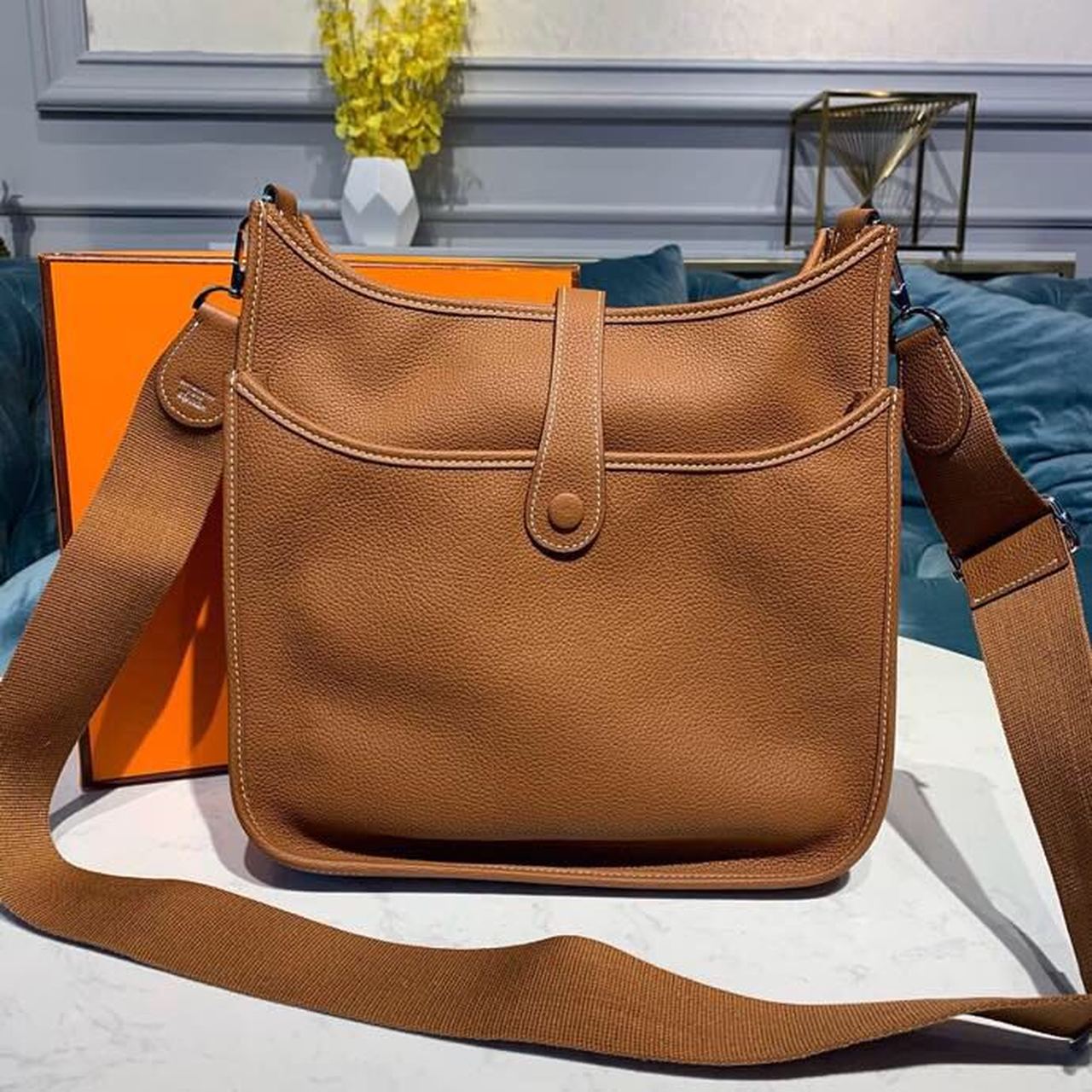 Hermes Evelyne III GM Bag 30cm Taurillon Brown