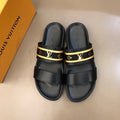 Louis Vuitton Double Strap Mules Mens Sandals Spring/Summer 2020 Collection Black/Gold