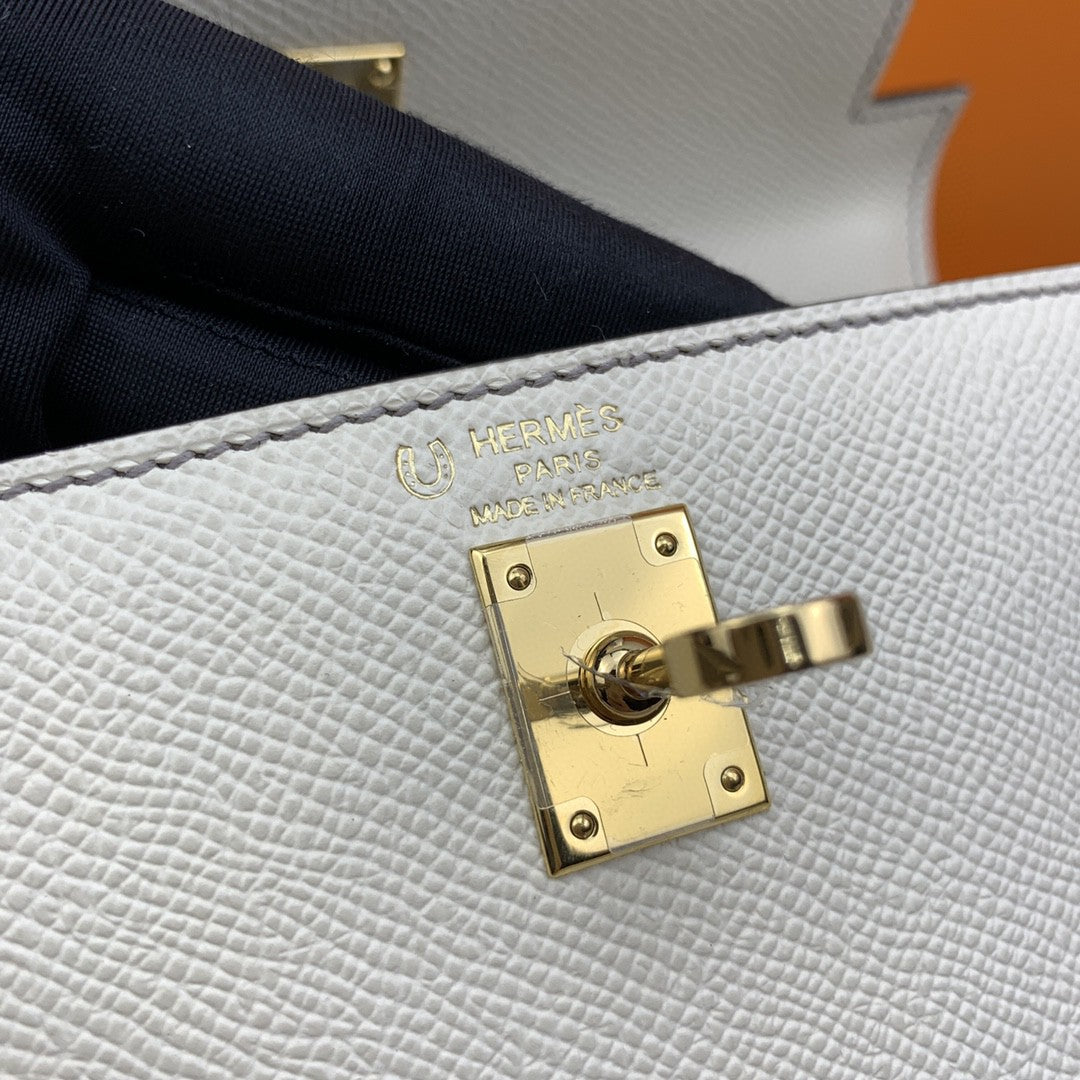 Hermes Kelly 25 Togo Gold Hardware Milky