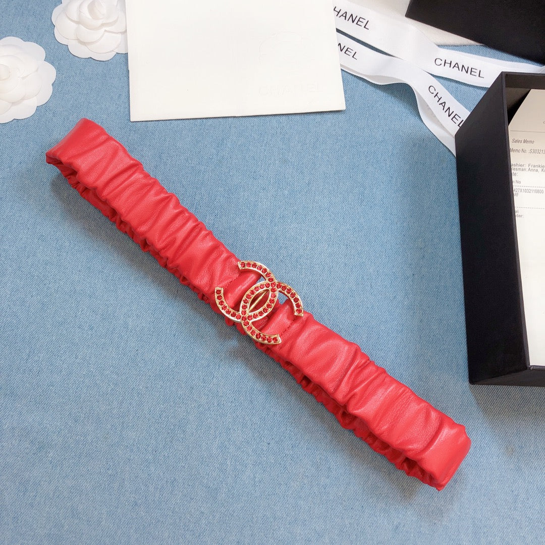Chanel Belt With Double C Buckle Red
