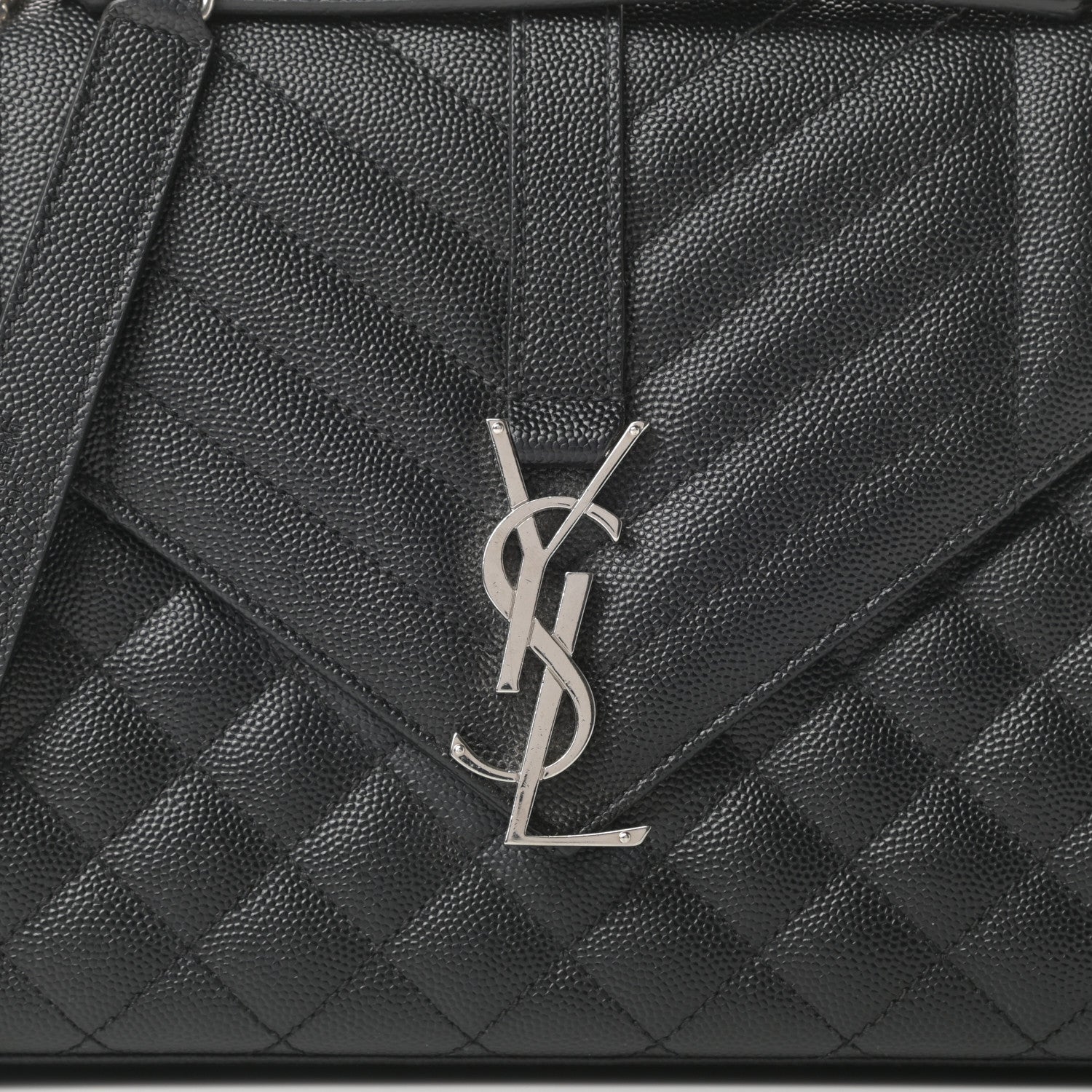Saint Laurent Grain De Poudre Textured Mixed Matelasse Triquilt Medium Monogram Satchel Black