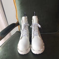 Fendi FFreedom Lace-Up Biker Combat Boots Calfskin Leather Fall/Winter 2020 Collection, White