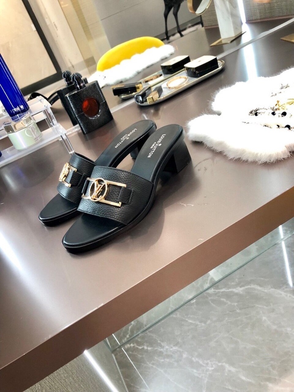 Louis Vuitton Lock It Mules Calfskin Leather Spring/Summer Collection Black
