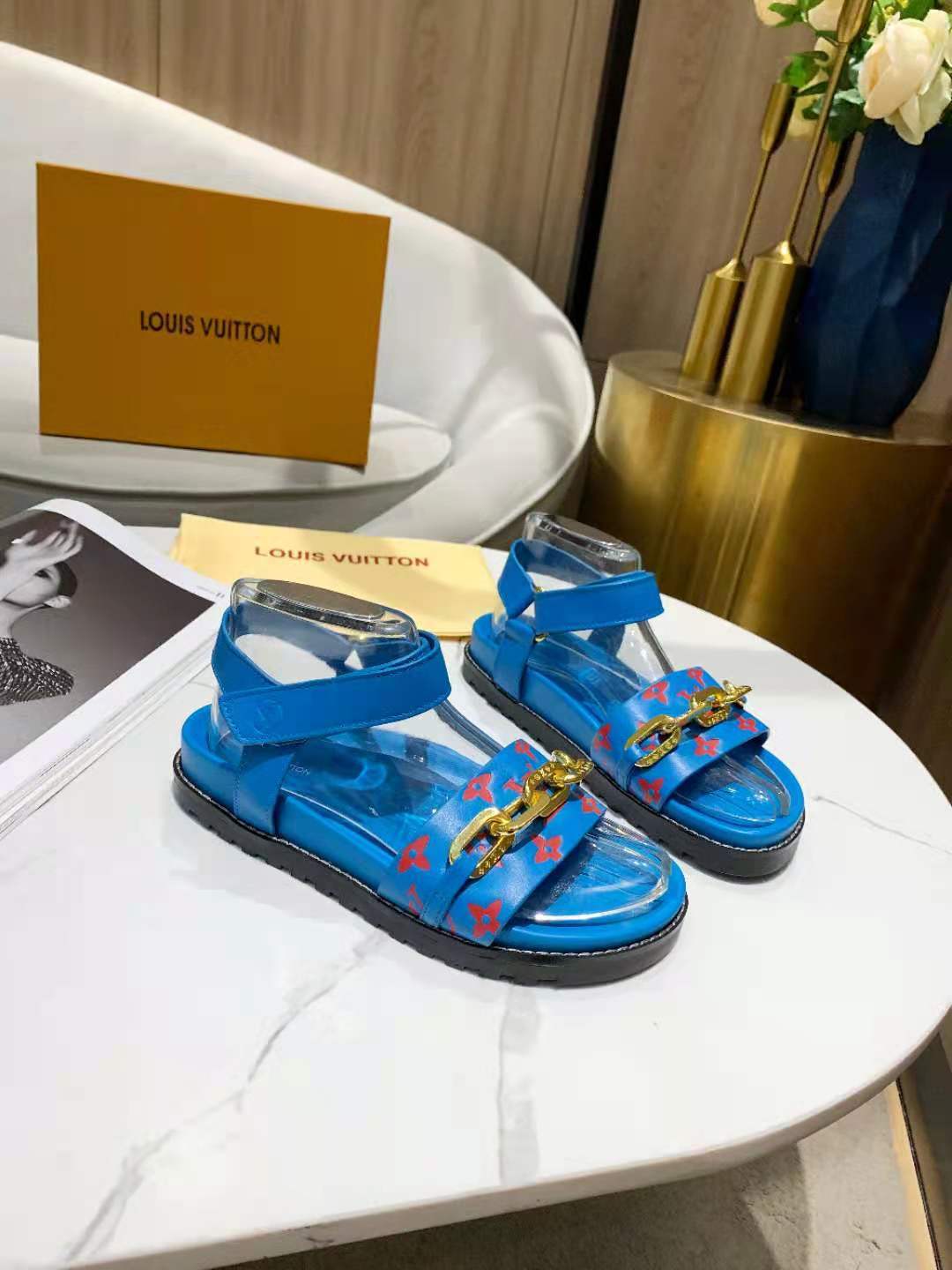 Louis Vuitton Paseo Flat Comfort Sandal Blue