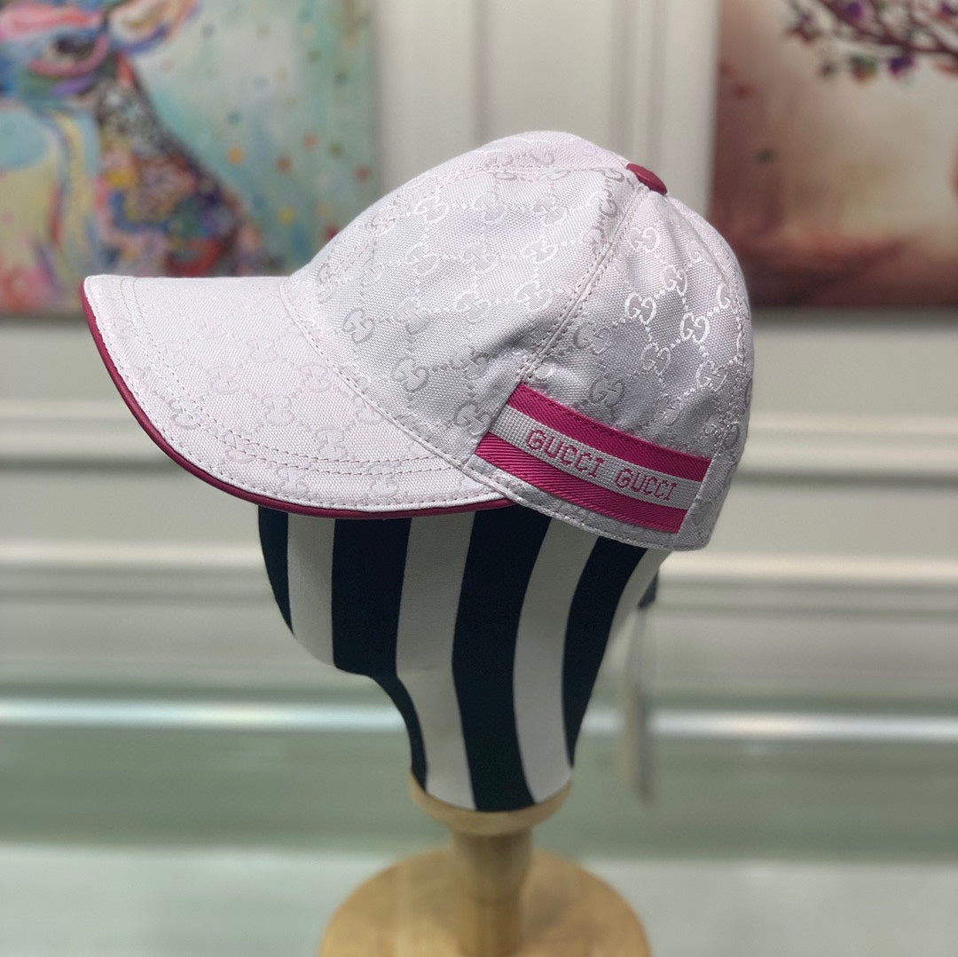 Gucci Canvas Baseball Cap with Web White