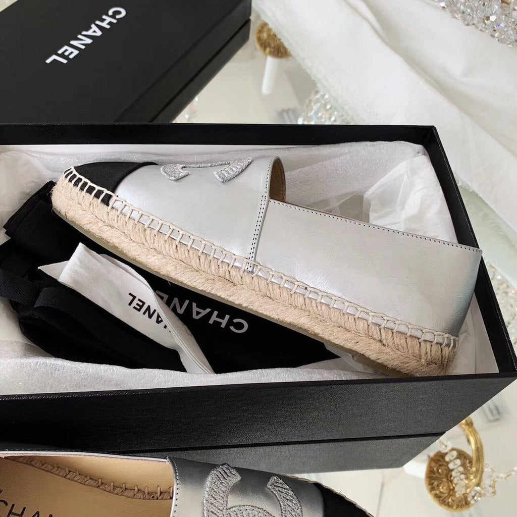Chanel Espadrilles Calfskin Leather Pre-Fall/Winter Collection Silver/Black