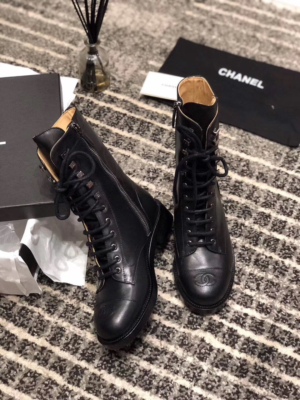 Chanel Mid-Calf Boots Calfskin Leather Pre-Fall/Winter Collection Black