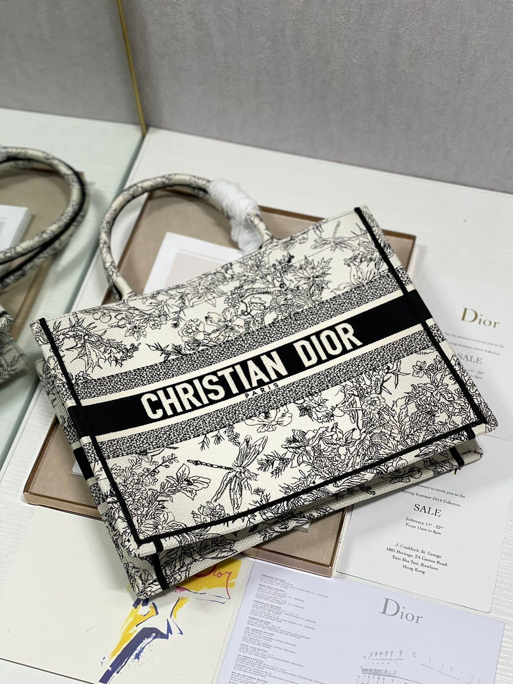 Christina Dior Medium Book Tote Bag 36cm Black/White