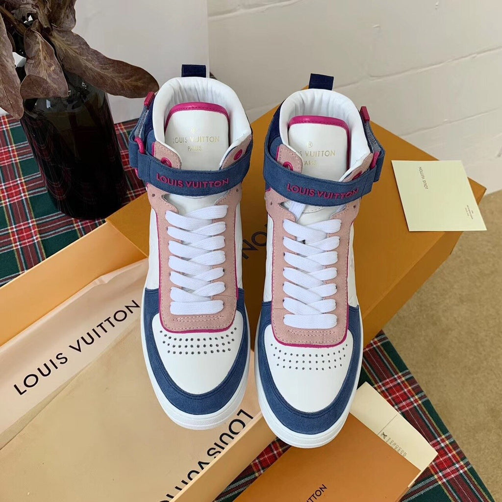 Louis Vuitton Boombox Sneaker Boot Calfskin Leather Spring/Summer Collection White/Bleu Jean/Pink
