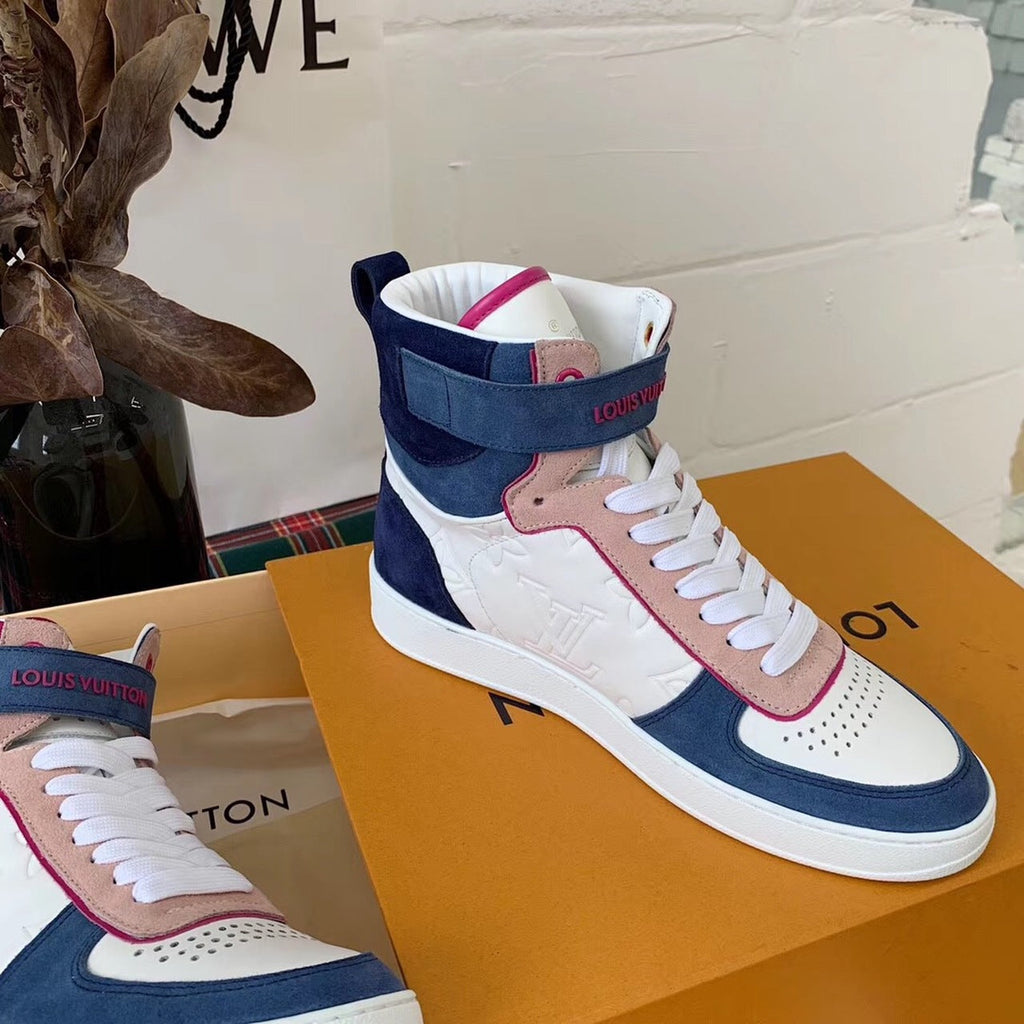 Louis Vuitton Boombox Sneaker Boot Calfskin Leather Spring/Summer Collection White/Bleu Jean/Pink