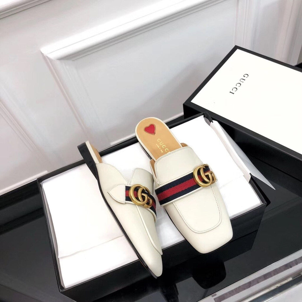 Gucci Peyton Slippers Calfskin Leather Fall/Winter Collection White