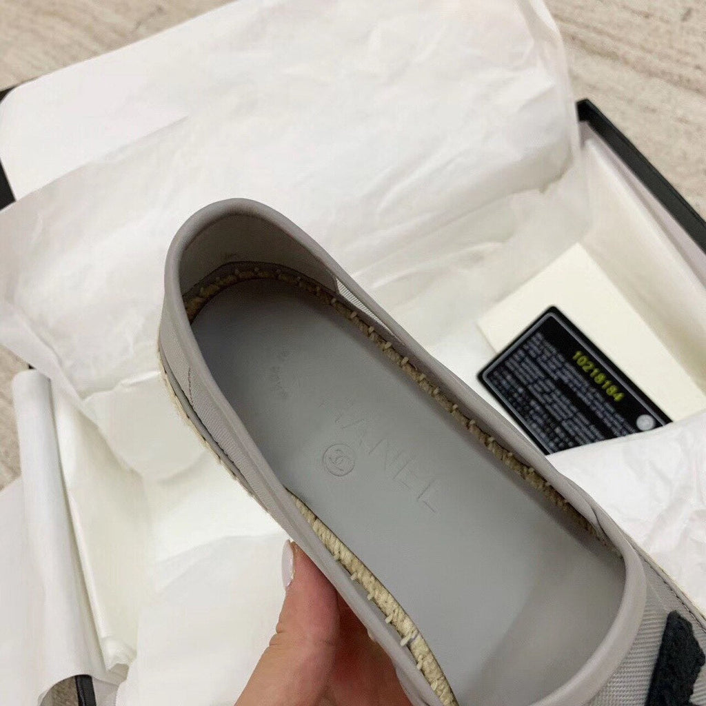 Chanel CC Logo Mesh & Grosgrain Transparent Espadrilles Lambskin Leather Spring/Summer Act 1 Collection Silver/Black