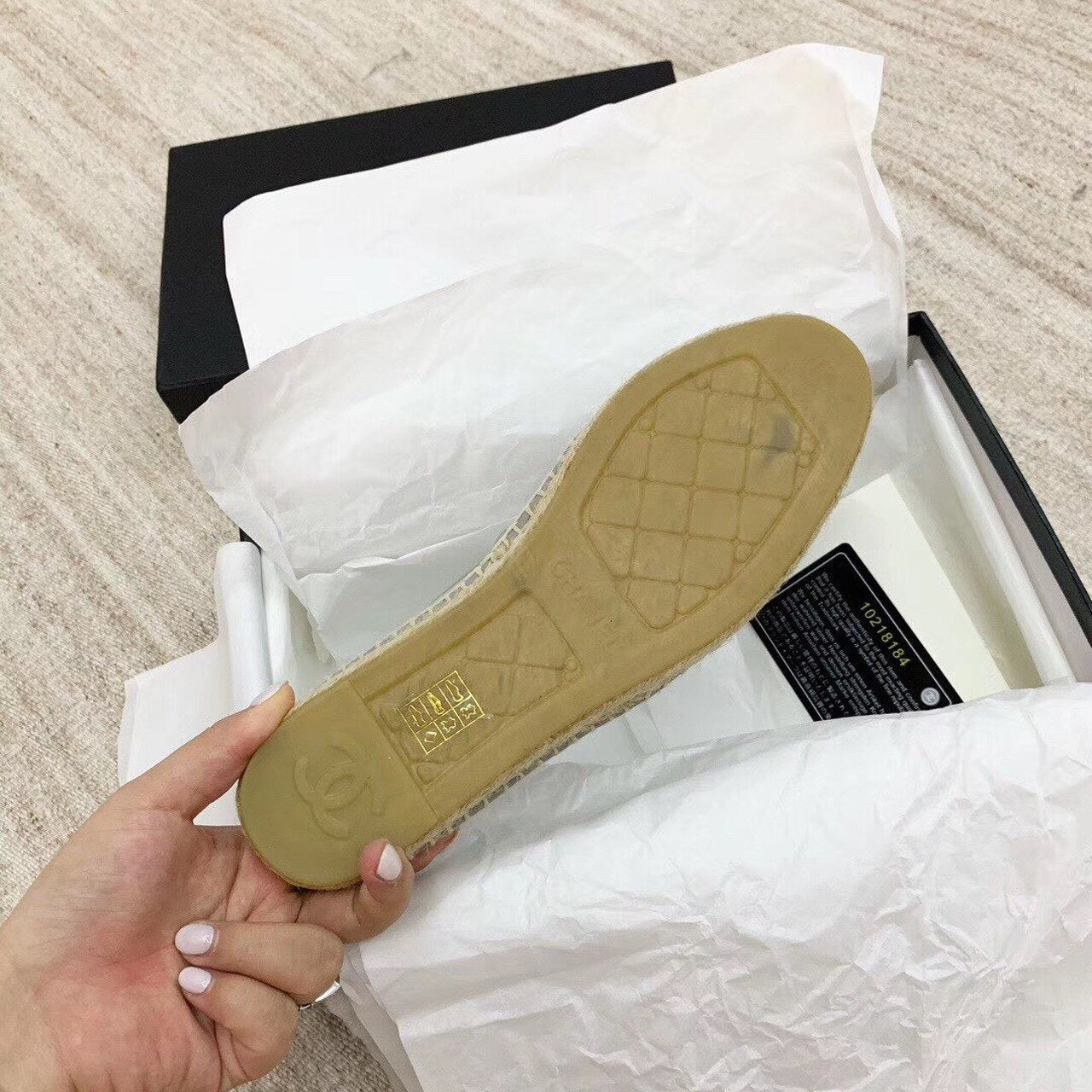 Chanel CC Logo Mesh & Grosgrain Transparent Espadrilles Lambskin Leather Spring/Summer Act 1 Collection Silver/Black