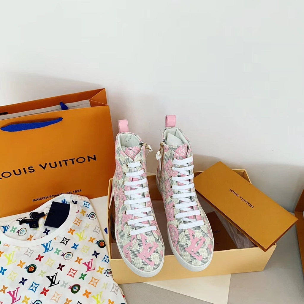 Louis Vuitton Stellar Sneaker Boots Damier Canvas Fall/Winter Collection Pink