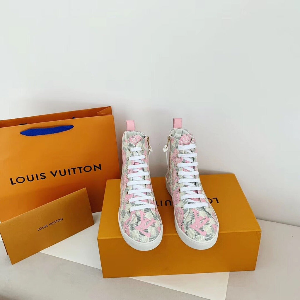 Louis Vuitton Stellar Sneaker Boots Damier Canvas Fall/Winter Collection Pink