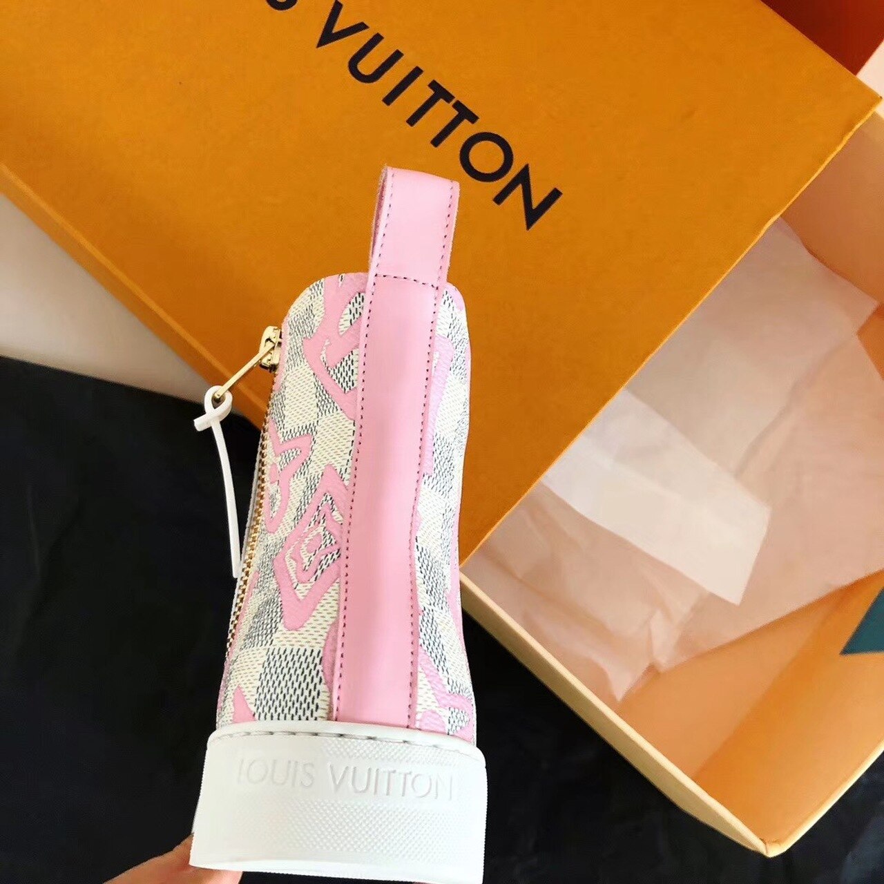 Louis Vuitton Stellar Sneaker Boots Damier Canvas Fall/Winter Collection Pink