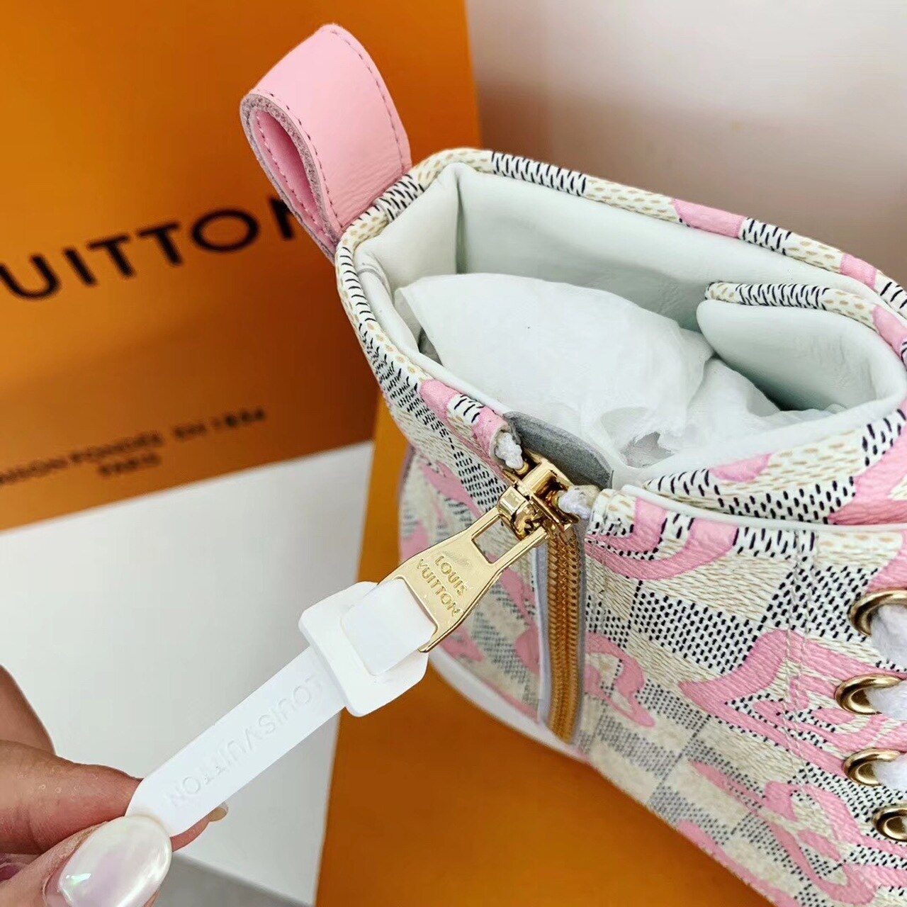 Louis Vuitton Stellar Sneaker Boots Damier Canvas Fall/Winter Collection Pink