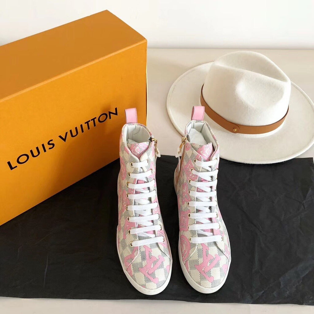 Louis Vuitton Stellar Sneaker Boots Damier Canvas Fall/Winter Collection Pink