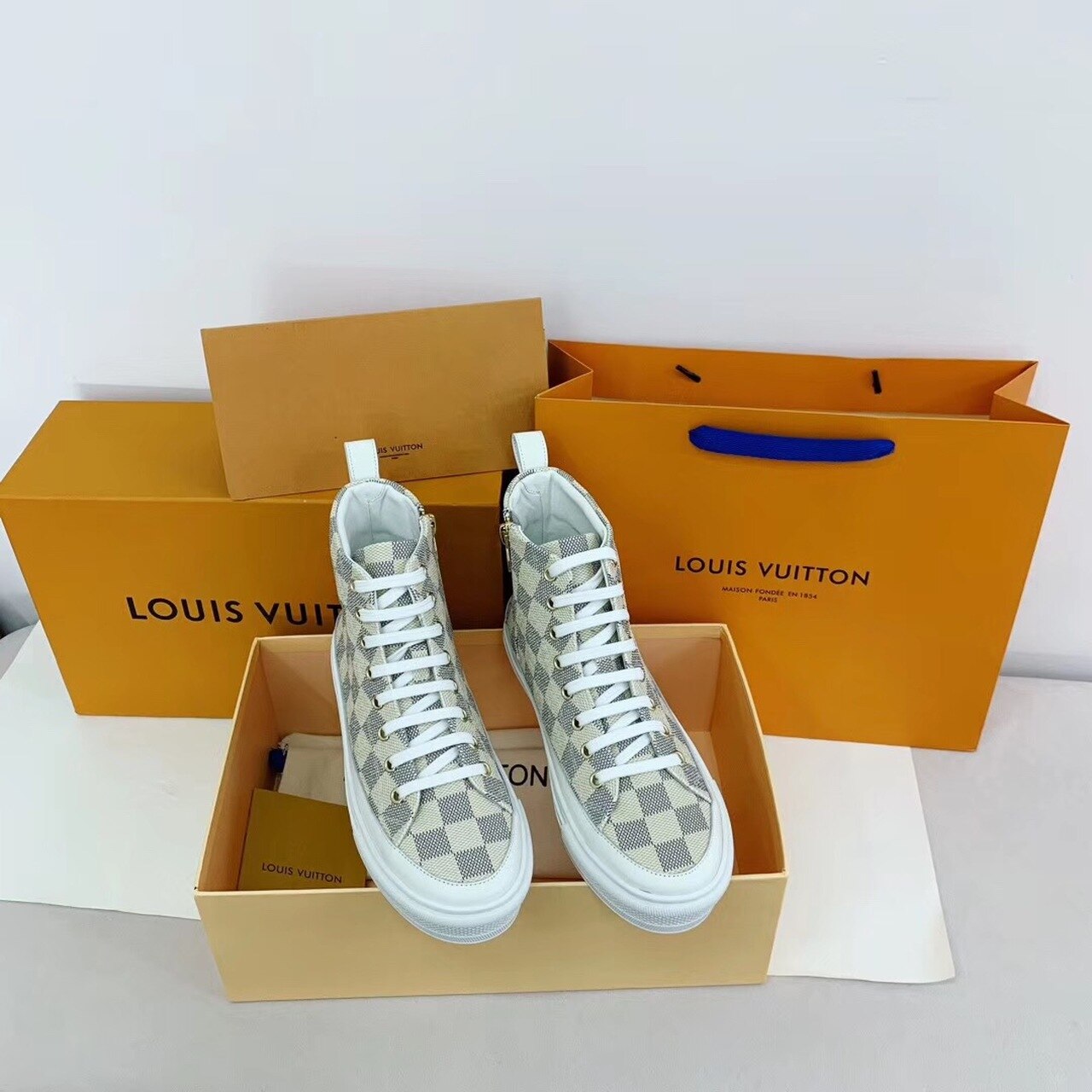 Louis Vuitton Stellar Sneaker Boots Damier Canvas Fall/Winter Collection Grey