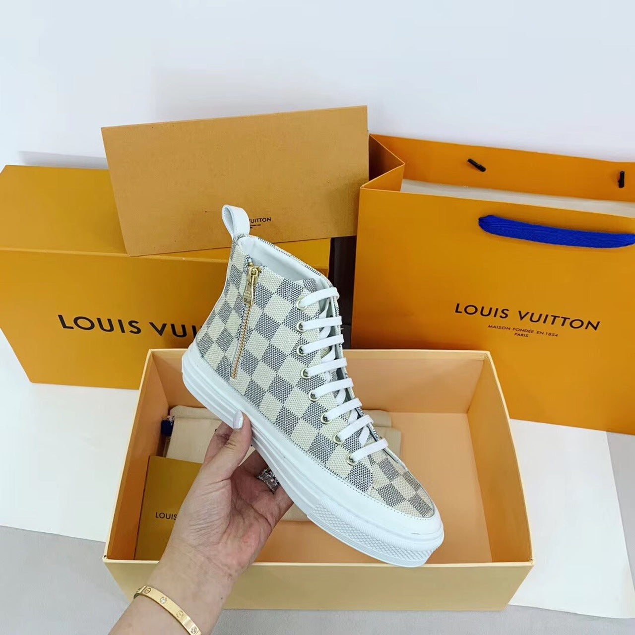 Louis Vuitton Stellar Sneaker Boots Damier Canvas Fall/Winter Collection Grey