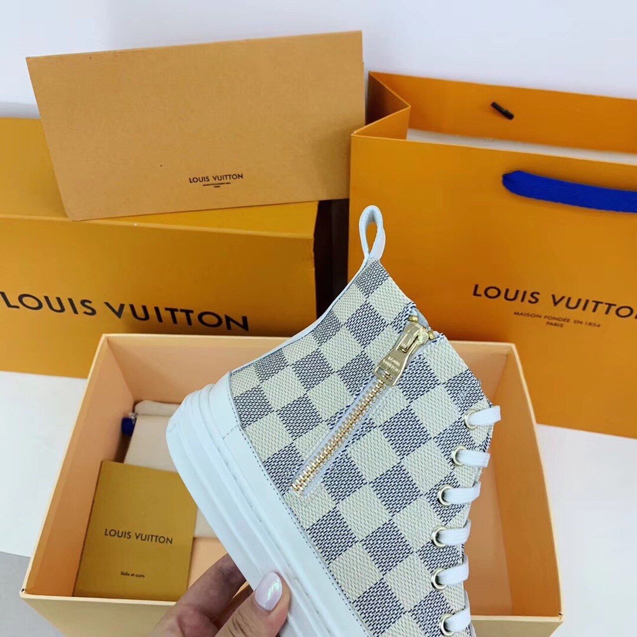 Louis Vuitton Stellar Sneaker Boots Damier Canvas Fall/Winter Collection Grey