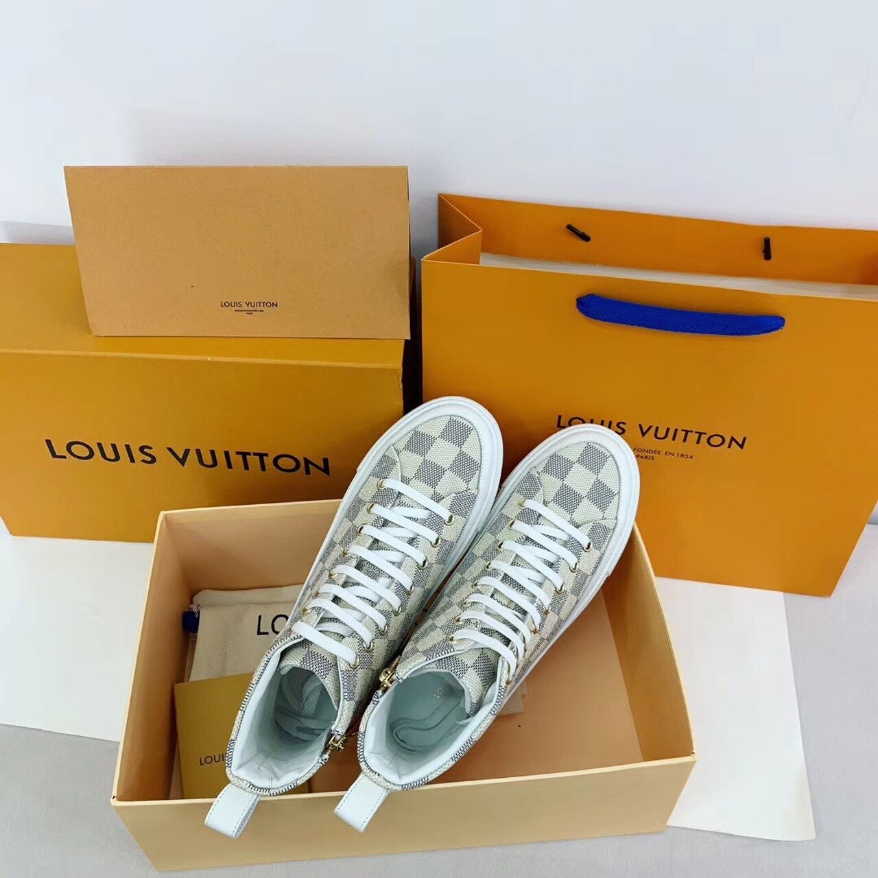 Louis Vuitton Stellar Sneaker Boots Damier Canvas Fall/Winter Collection Grey