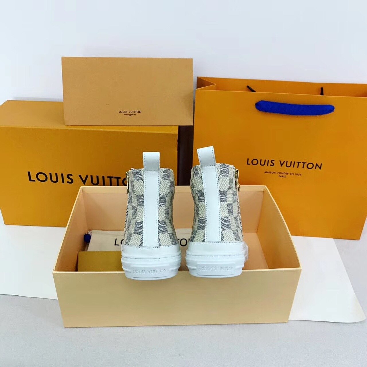 Louis Vuitton Stellar Sneaker Boots Damier Canvas Fall/Winter Collection Grey