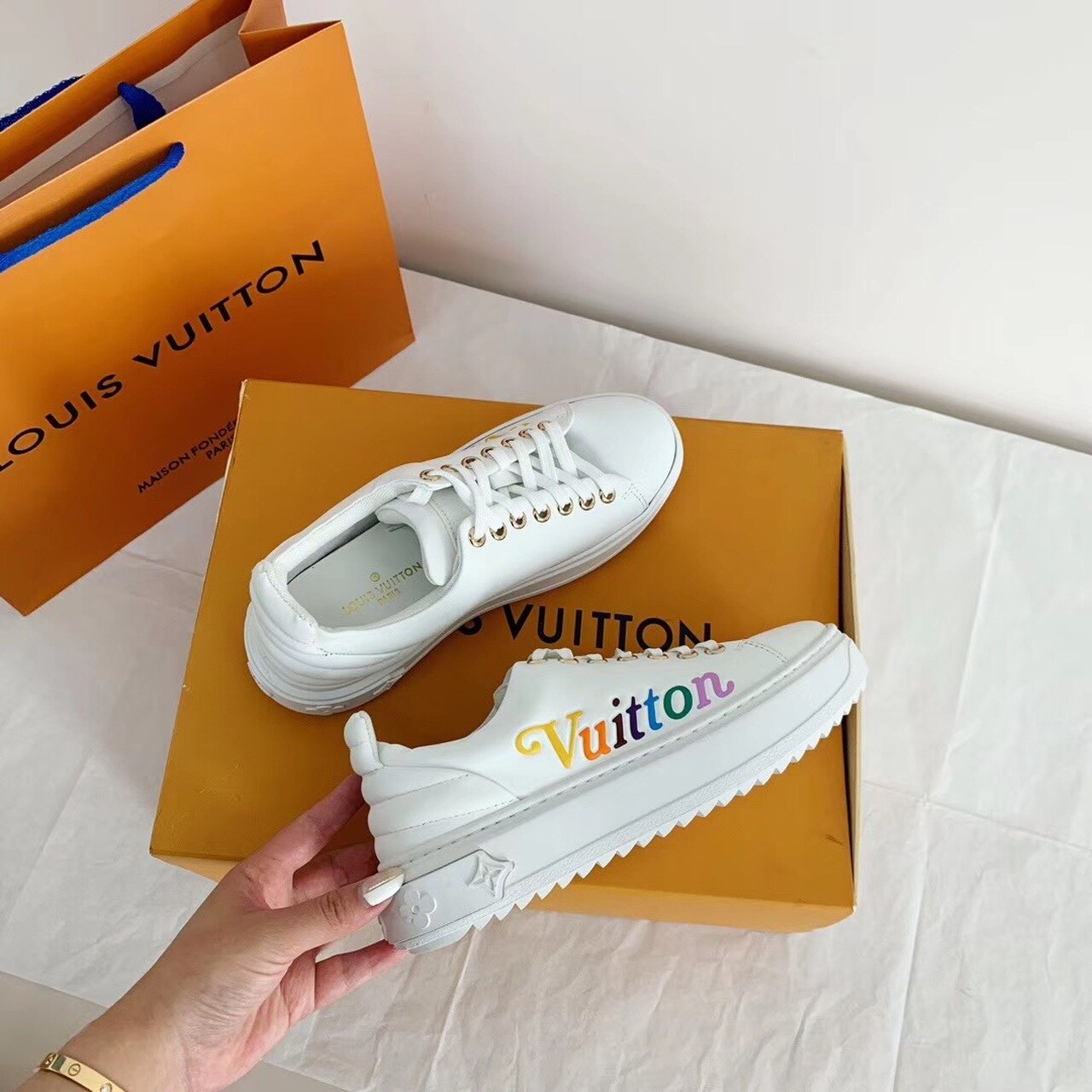 Louis Vuitton Time Out Sneakers Calfskin Leather Fall/Winter Collection 1A5C4S White