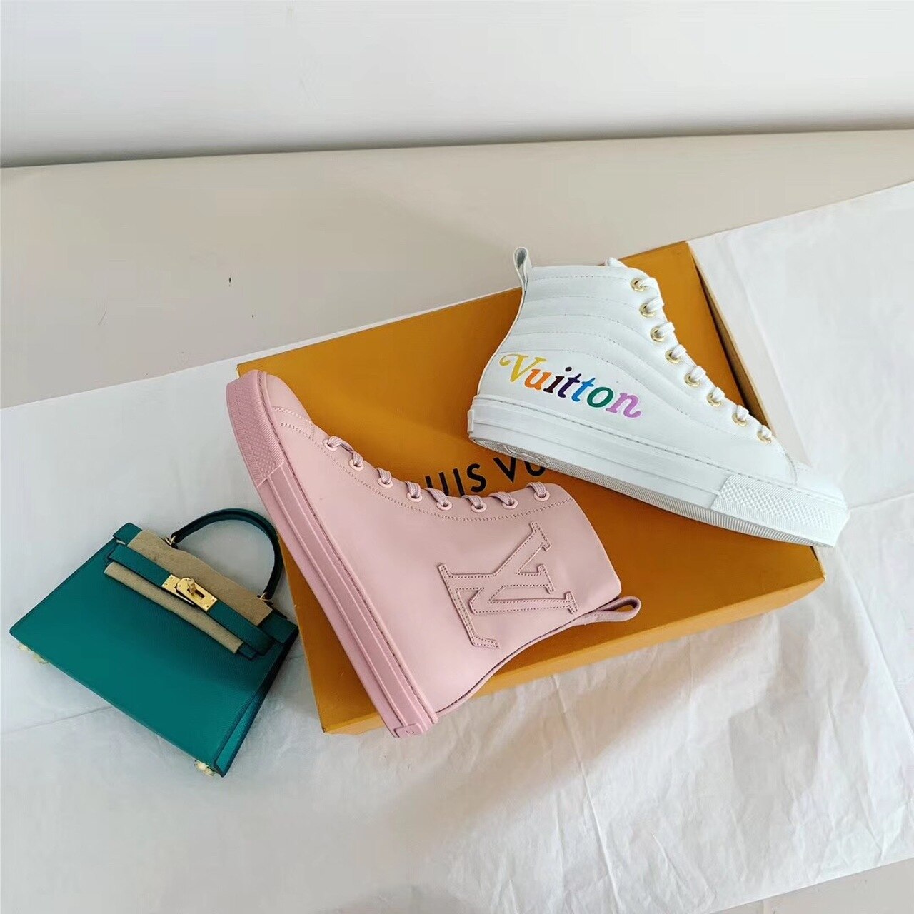 Louis Vuitton Time Out Sneaker Boots Calfskin Leather Fall/Winter Collection White