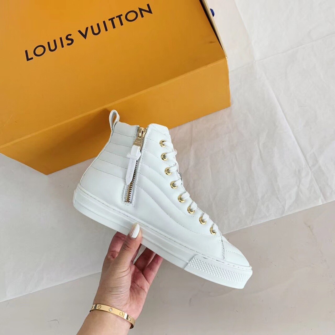 Louis Vuitton Time Out Sneaker Boots Calfskin Leather Fall/Winter Collection White
