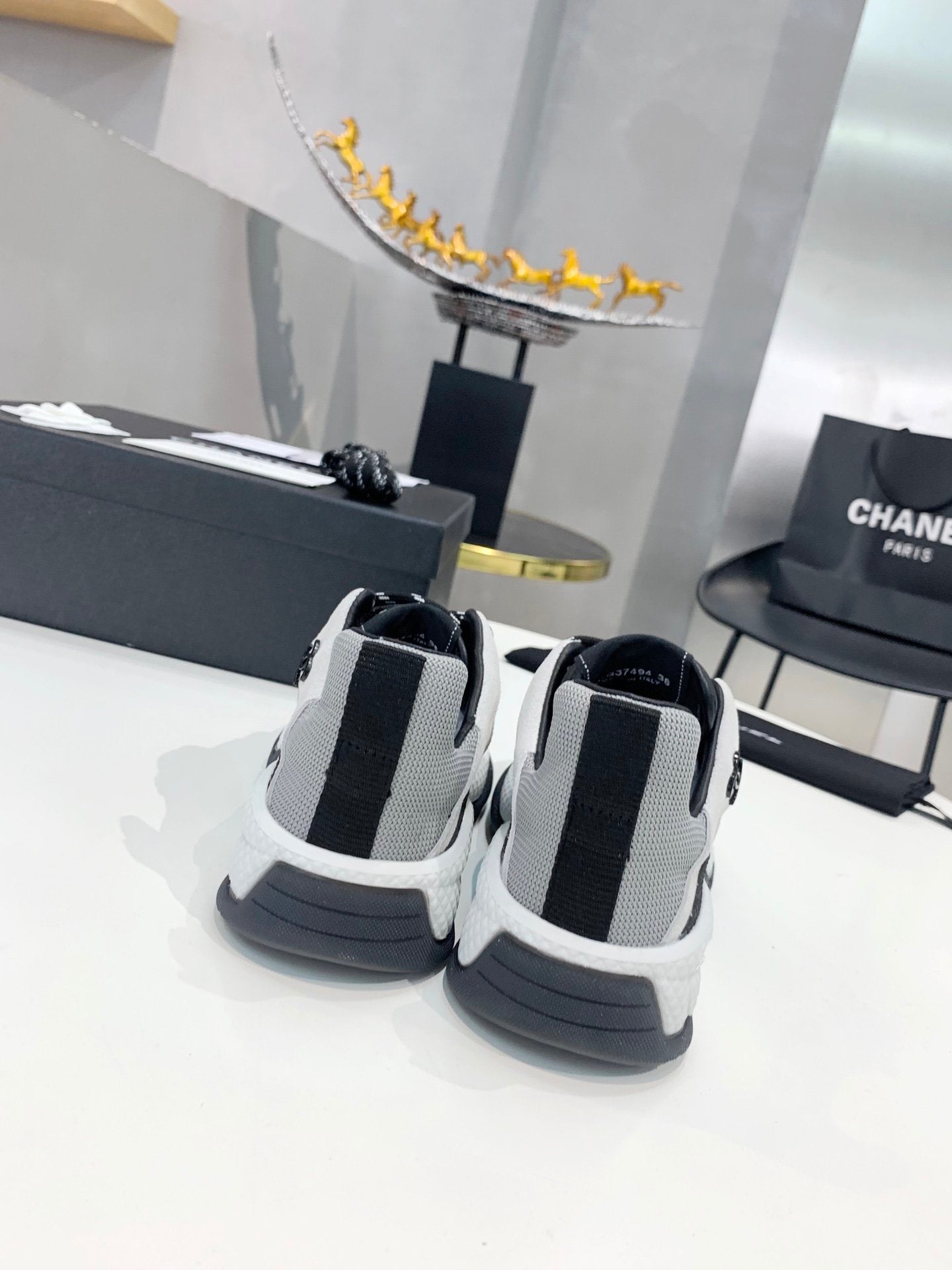 Chanel Open Shoes Grey/White