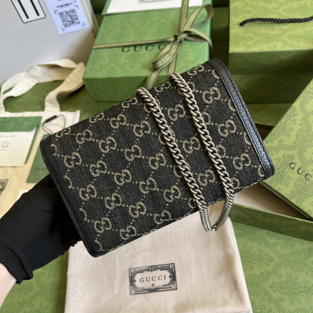 Gucci 401231 Dionysus GG Mini Chain Bag 20cm Black
