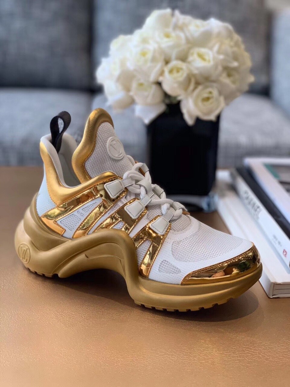 Louis Vuitton Archlight Sneakers Calfskin Leather Fall/Winter Collection 1A57CK, White/Gold