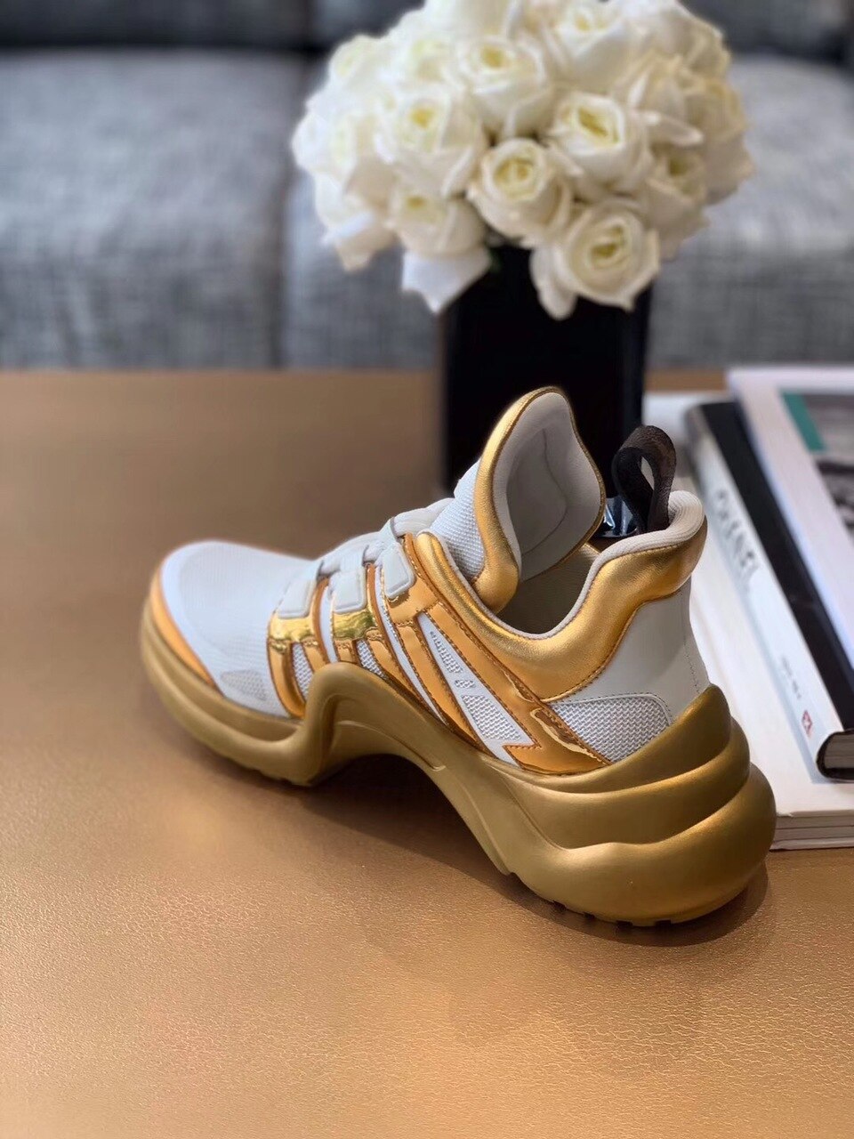 Louis Vuitton Archlight Sneakers Calfskin Leather Fall/Winter Collection 1A57CK, White/Gold